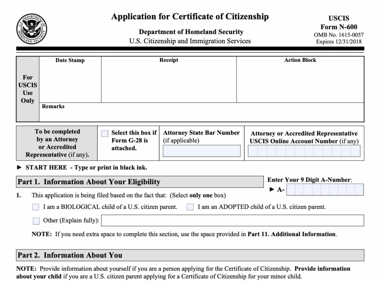 未成年子女如何与父母一起入籍，美国N-600申请交什么文件？